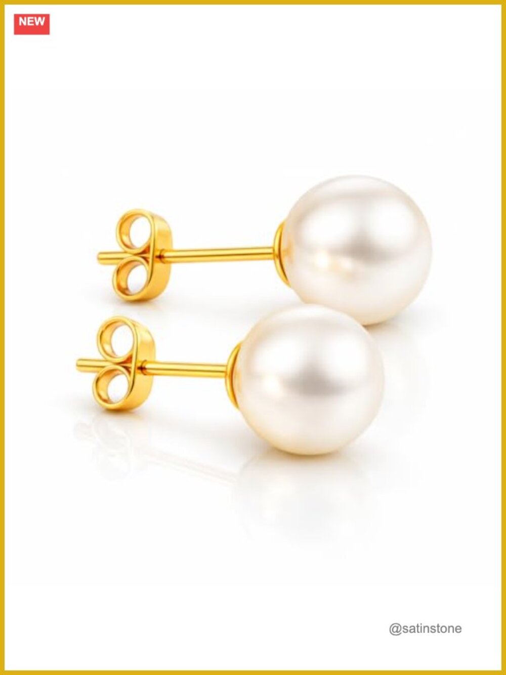 Solid 14K Gold Freshwater Pearl Stud Earrings for Women